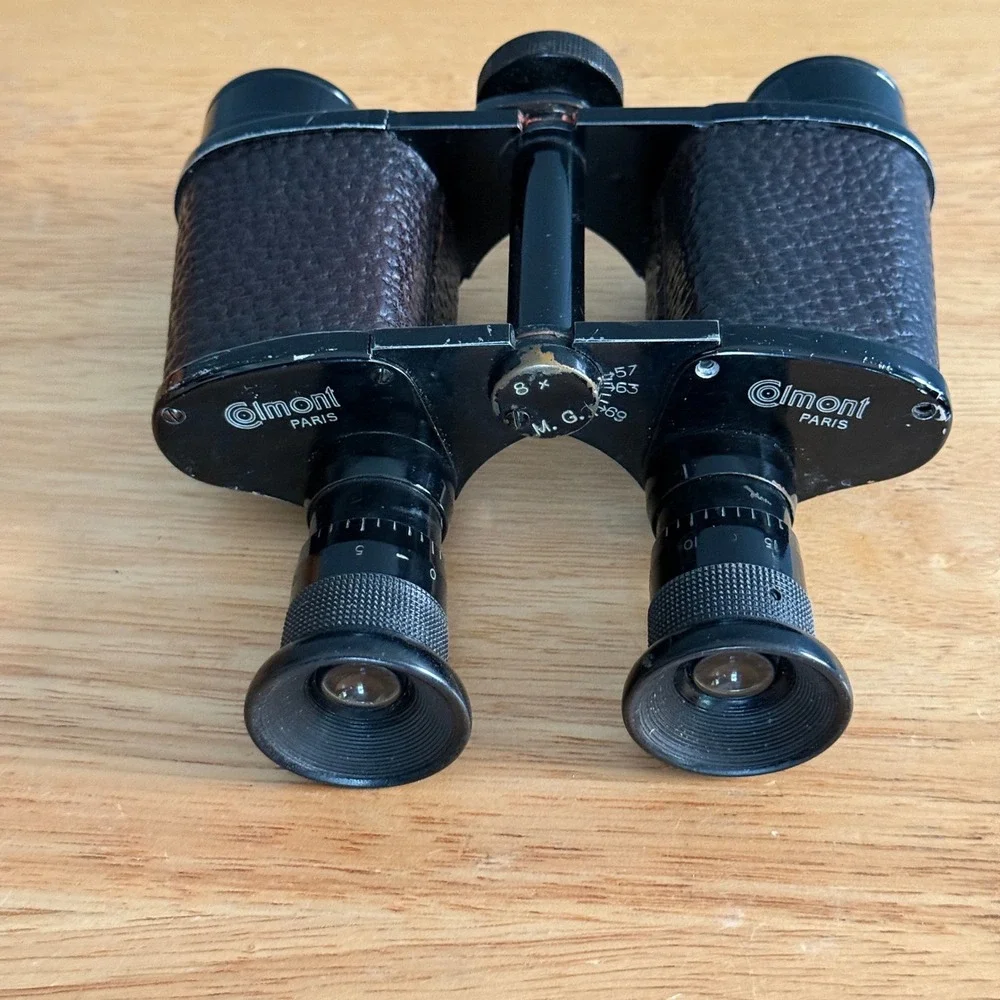 Vintage Colmont Paris 8x French Military Field Binoculars Original Leather Case‎